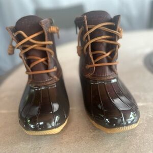 Sperry Brown Leather & Rubber Waterproof Boots with Tan Laces
